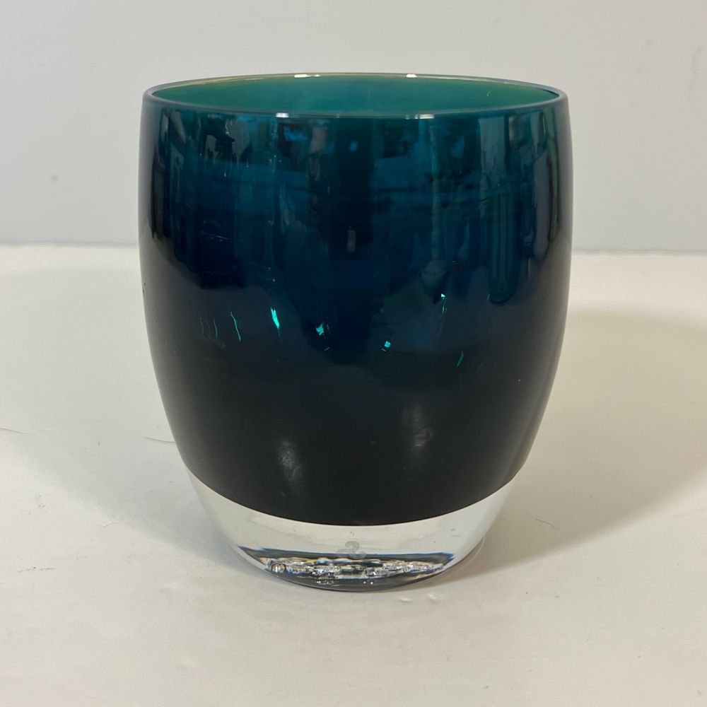 GlassyBaby Gratitude Teal Blue Green Votive Holder